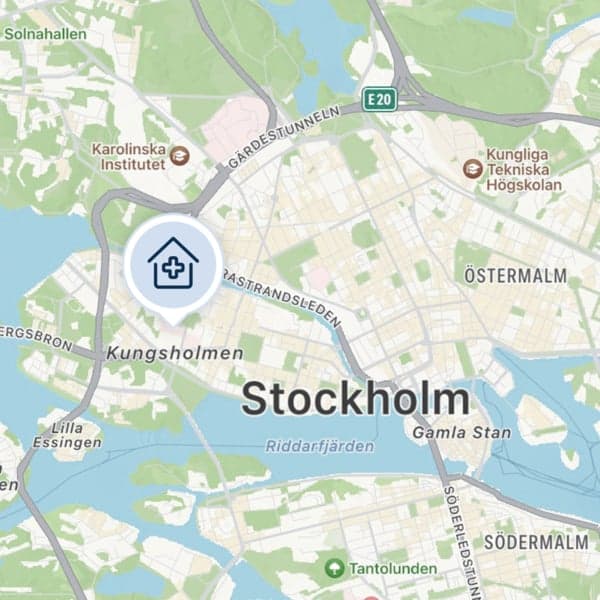 karta som visar ut Capio S:t Görans sjukhus i Stockholm, på Kungsholmen karta som visar ut Capio S:t Görans sjukhus i Stockholm, på Kungsholmen