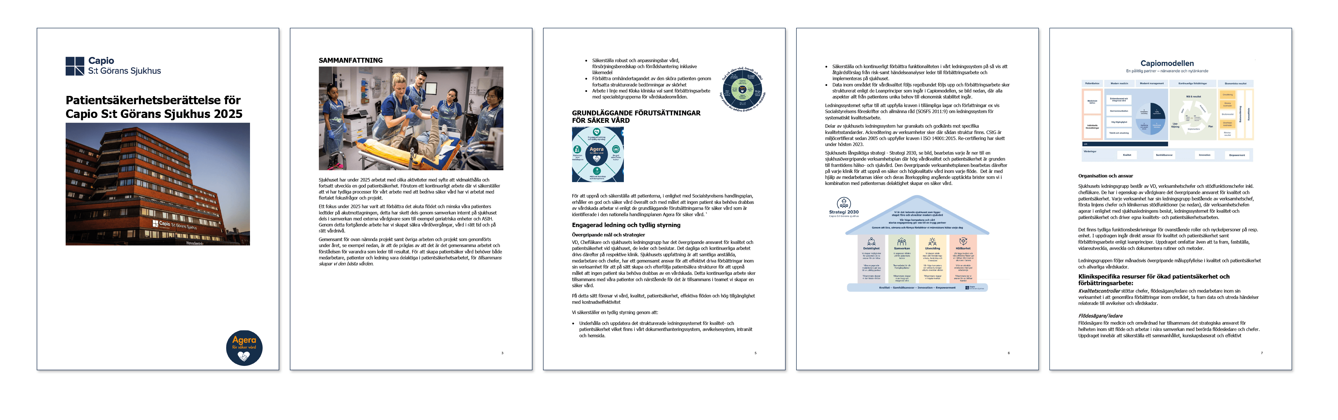 Montage som visar några sidor ur vår Patientsäkerhetsberättelse för 2025