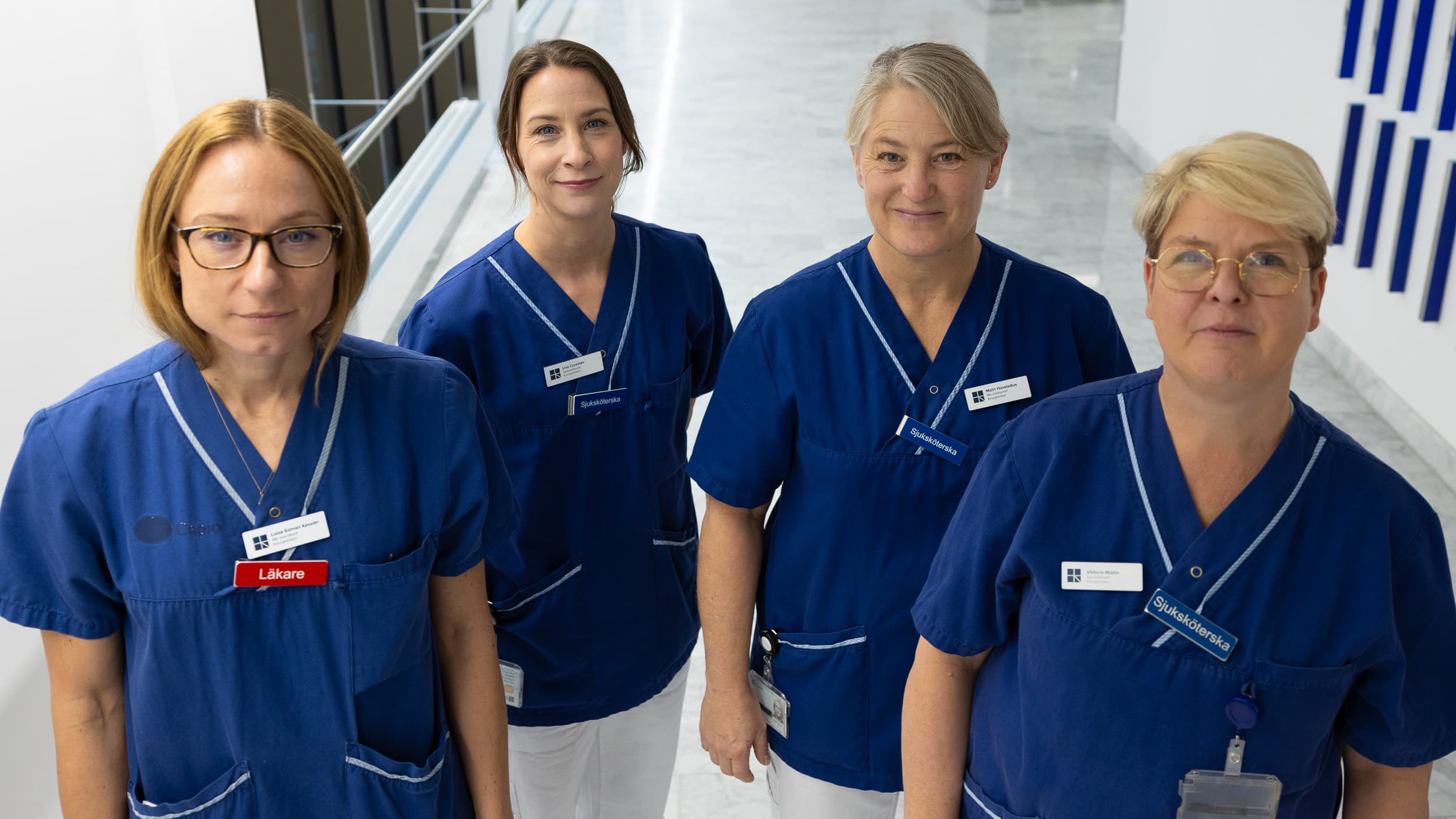 Från vänster Luisa Edman Kessler, Lisa Corestav, Malin Hovstadius, Viktoria Modin. Forskningsintensivt på Kirurg- och onkologkliniken